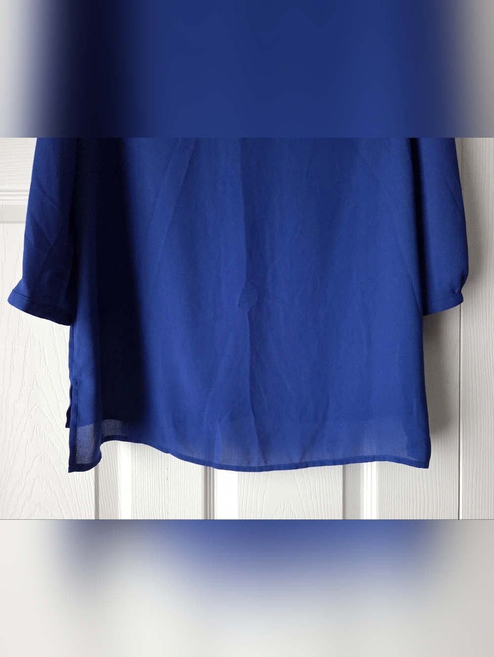 Express Semi Sheer Royal Blue Keyhole Blouse Size M - Picture 9 of 11